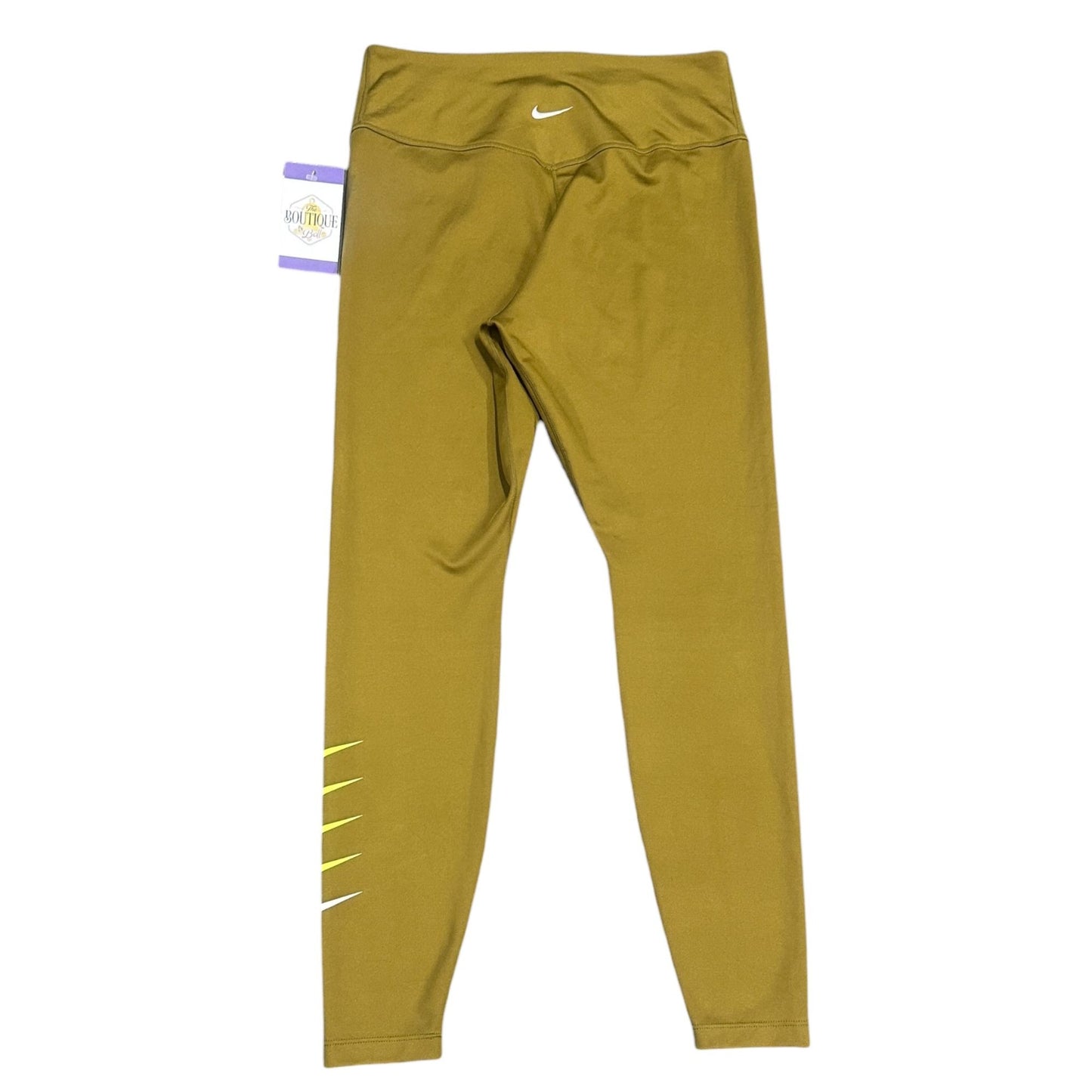 Nike Dri-Fit Olive Volt 7/8 Running Leggings Swoosh Womens M DJ0934-368