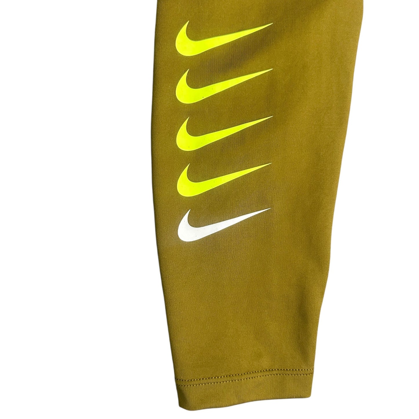Nike Dri-Fit Olive Volt 7/8 Running Leggings Swoosh Womens M DJ0934-368