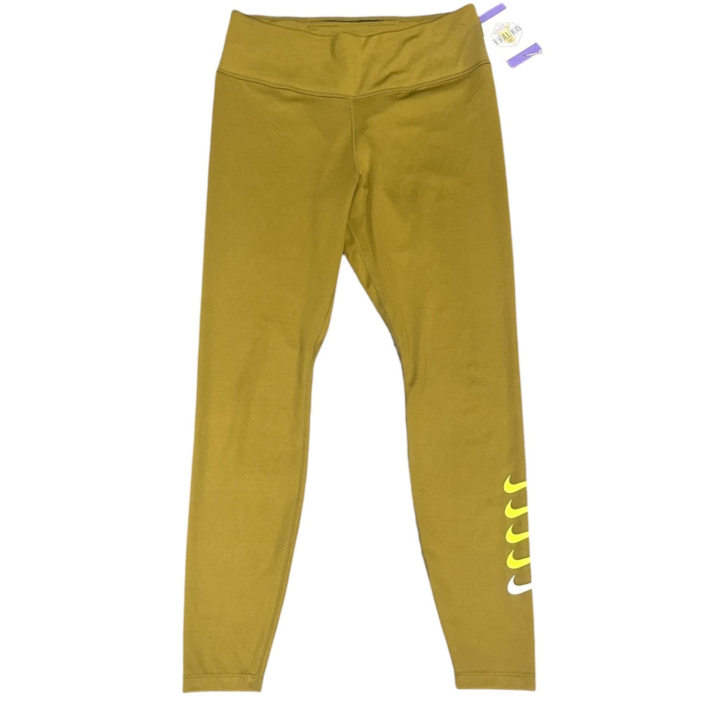 Nike Dri-Fit Olive Volt 7/8 Running Leggings Swoosh Womens M DJ0934-368
