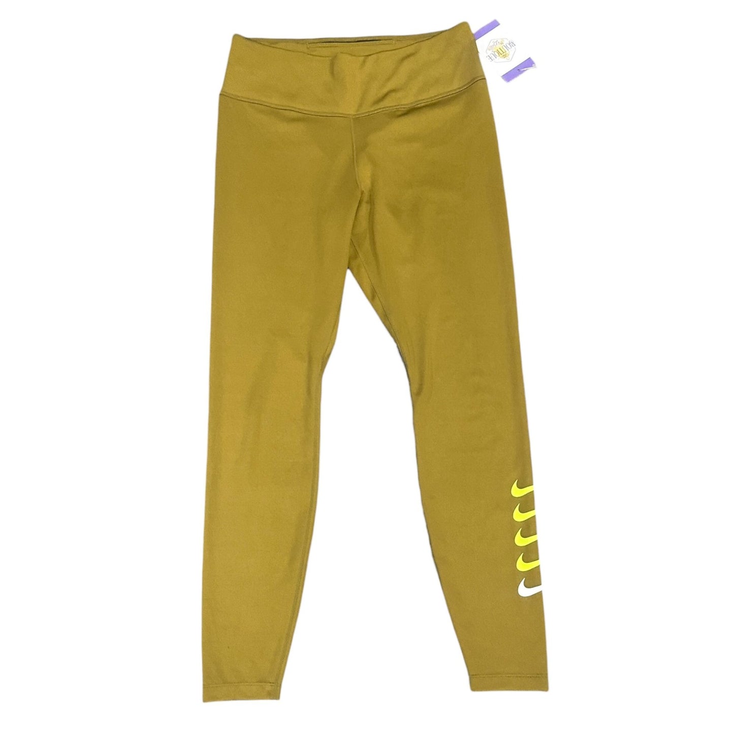 Nike Dri-Fit Olive Volt 7/8 Running Leggings Swoosh Womens M DJ0934-368