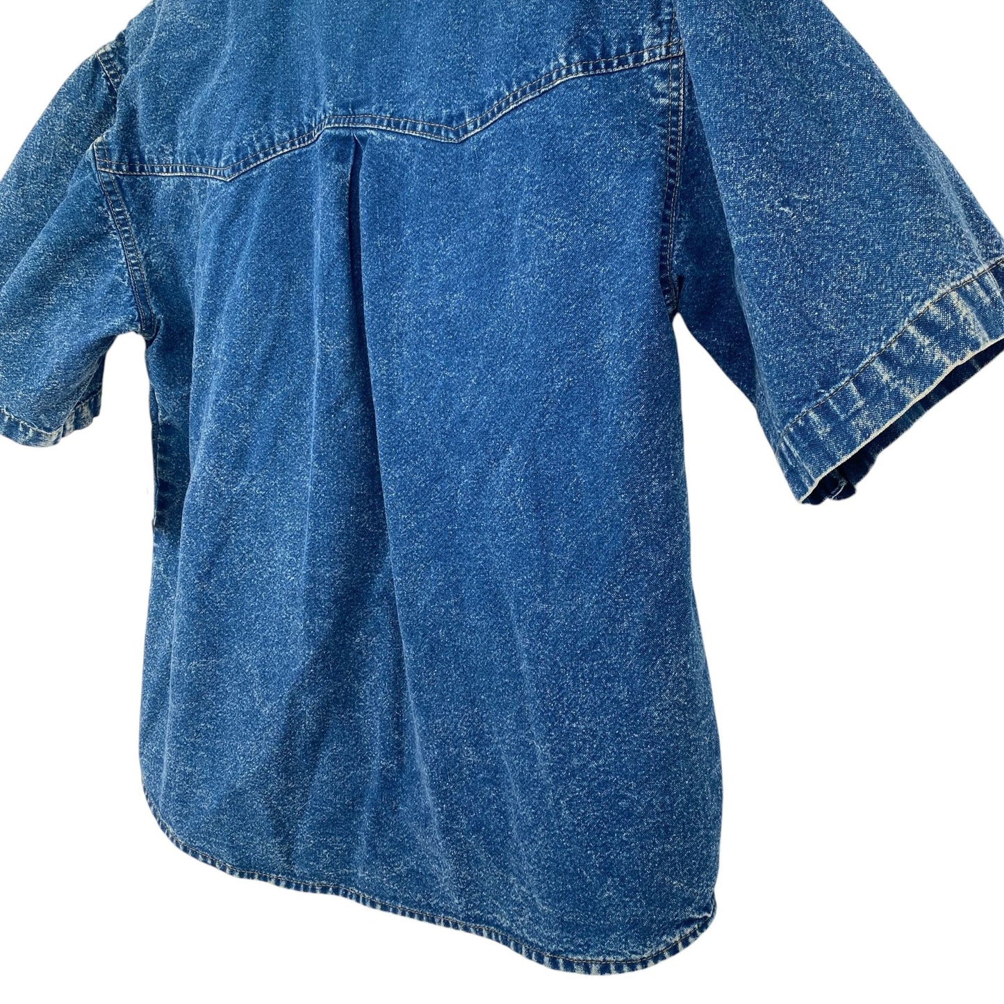 Vintage Pret Denim Shirt Blue 80s 90s Acid Wash Embroidered Roses Bedazzled
