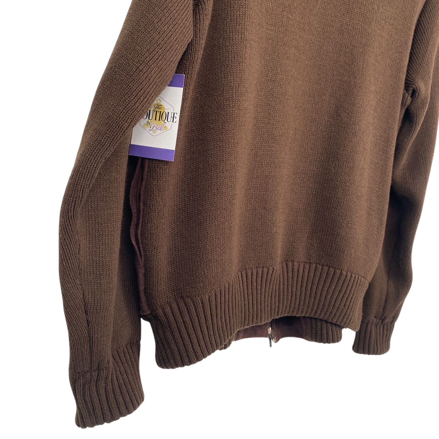 Vtg 70s Deerskin Sweater Jacket Brown Suede Leather Full Zip Grandpa Academia L