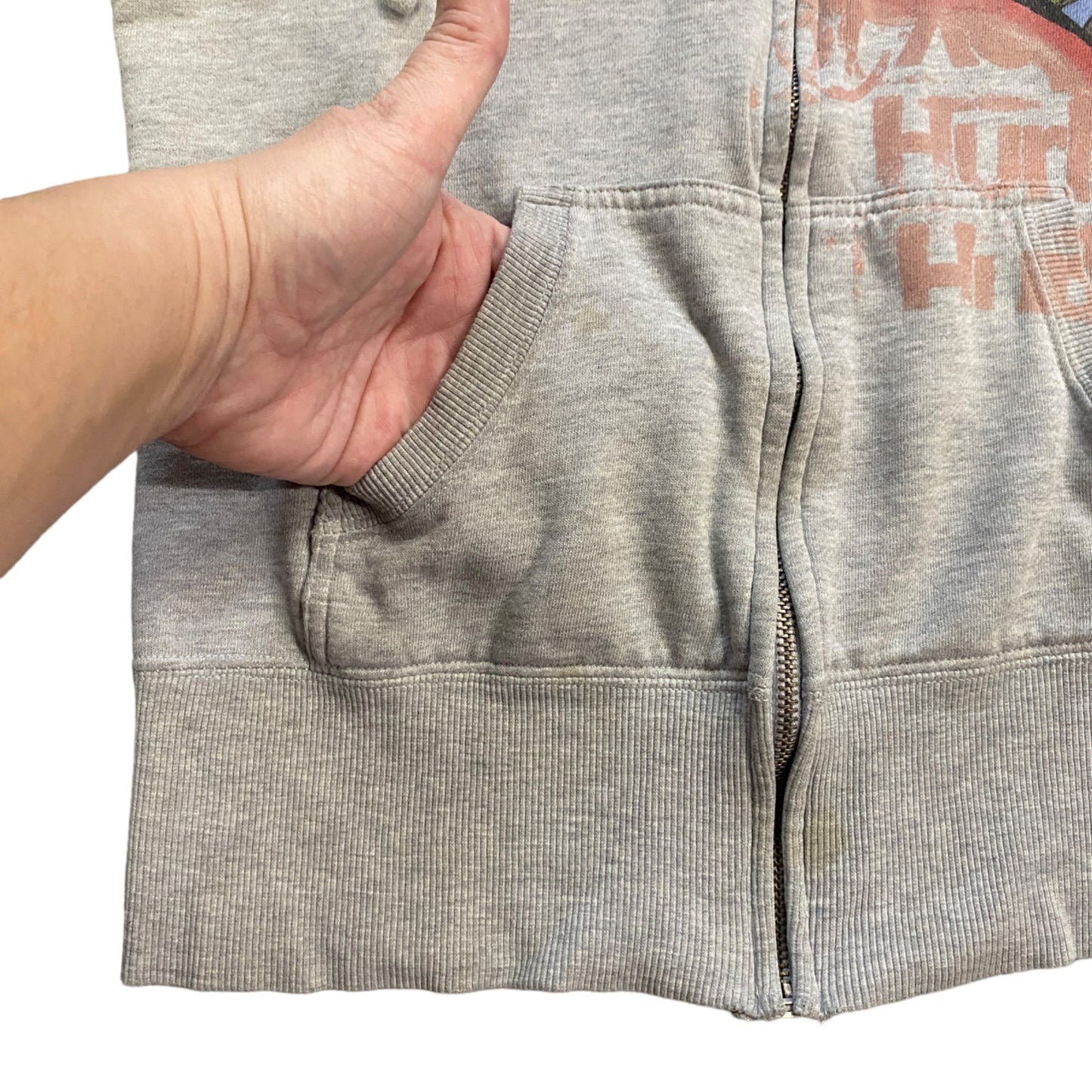 Hurley Gray Hoodie Faces of Love Graphic Full Zip Thumbhole Heart