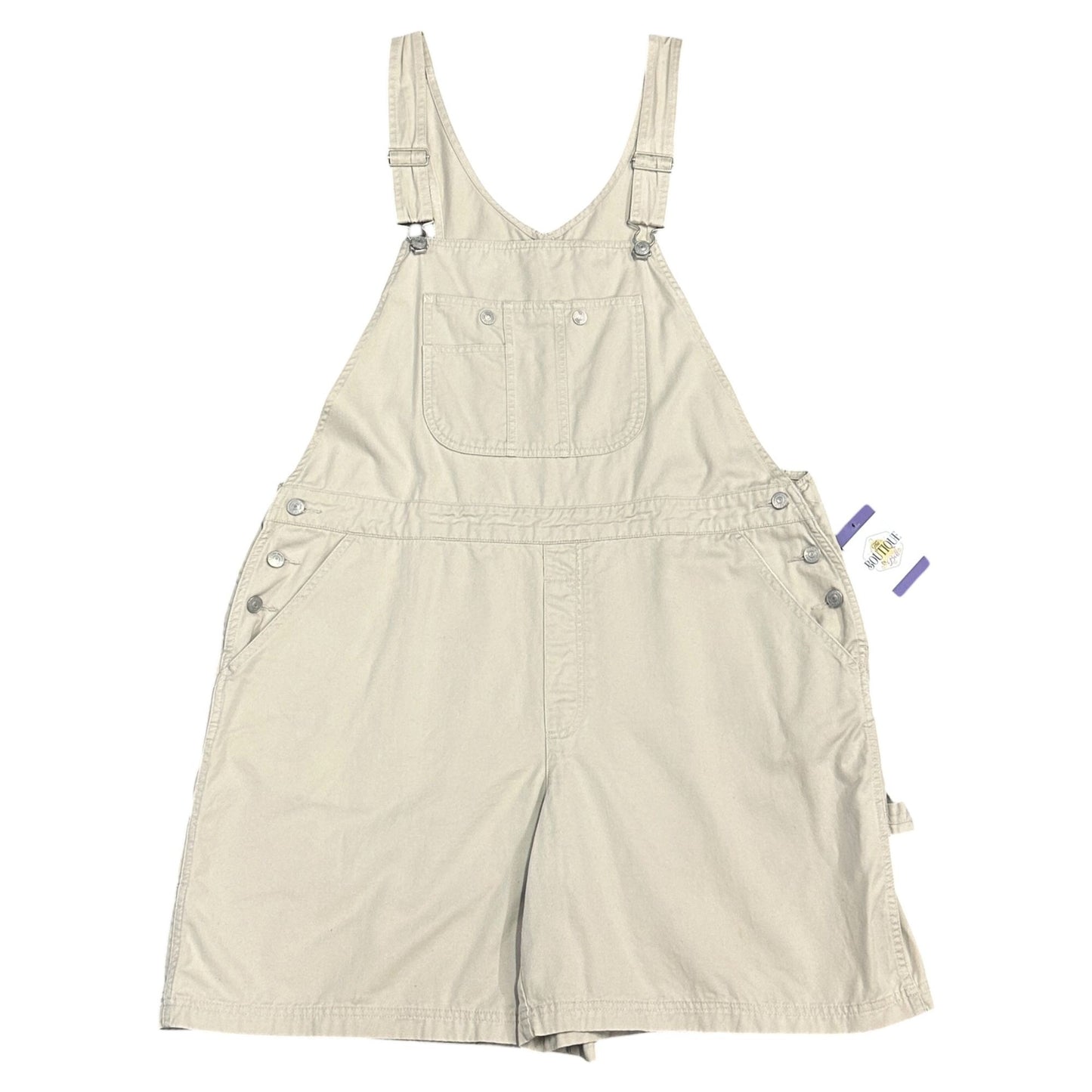 Vtg Y2K Gloria Vanderbilt Womens 1X Shortalls Beige Overalls