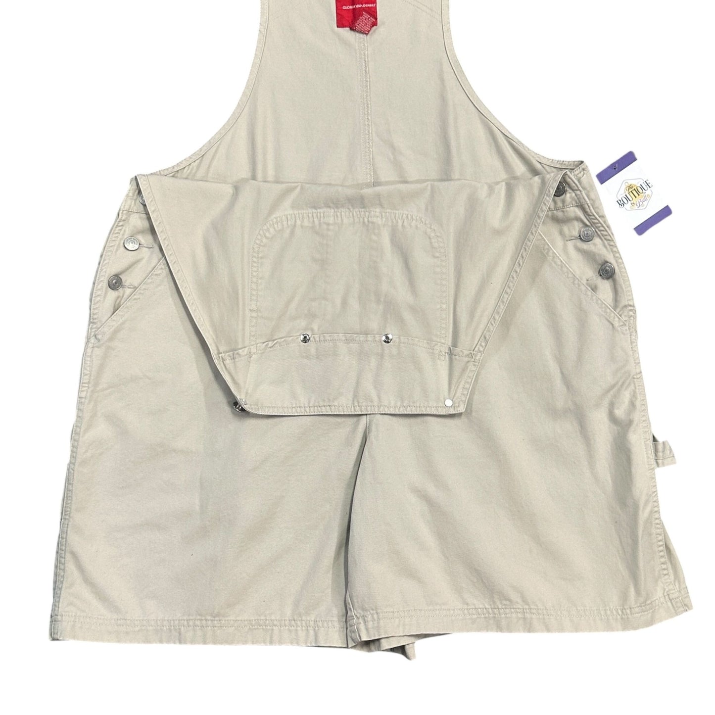 Vtg Y2K Gloria Vanderbilt Womens 1X Shortalls Beige Overalls