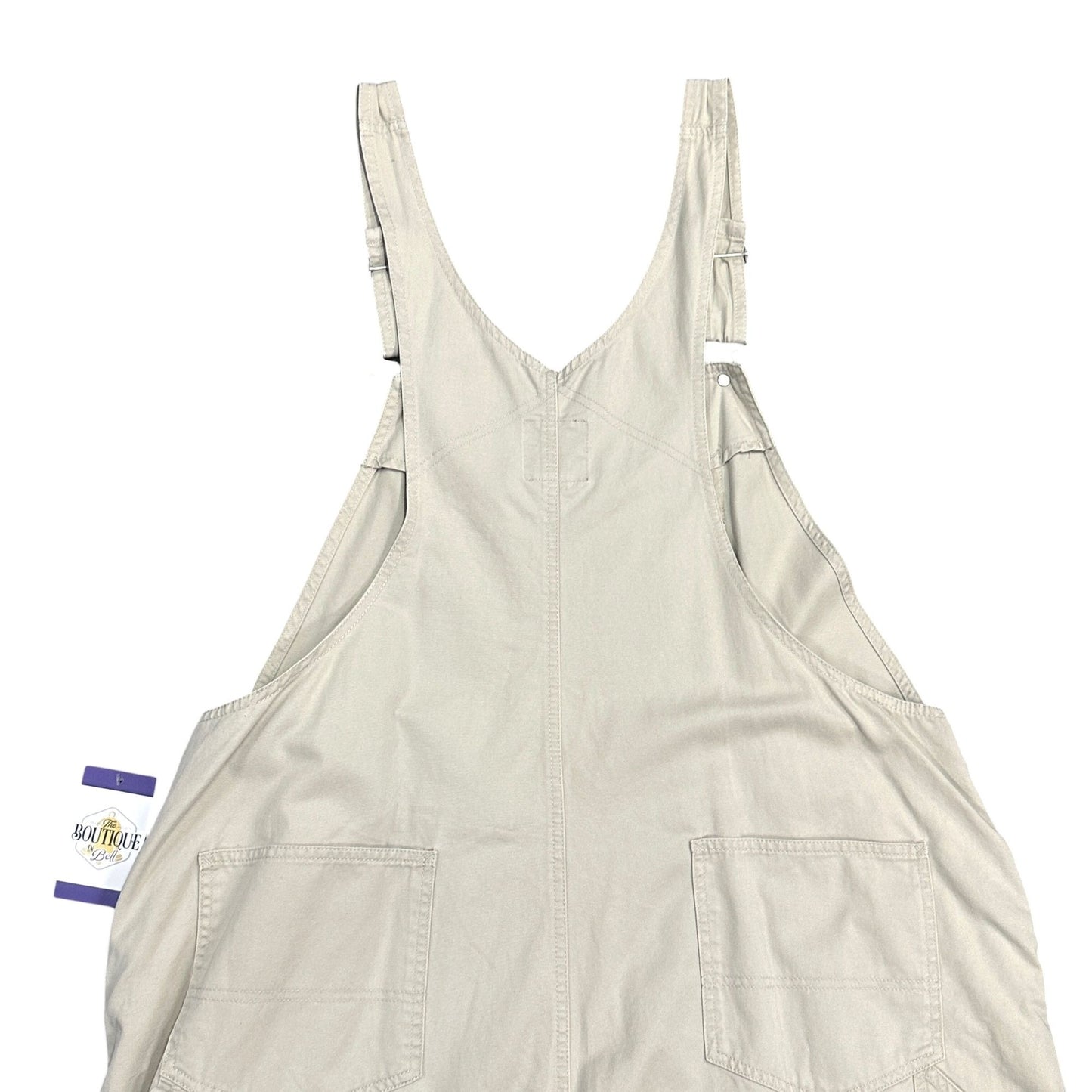Vtg Y2K Gloria Vanderbilt Womens 1X Shortalls Beige Overalls