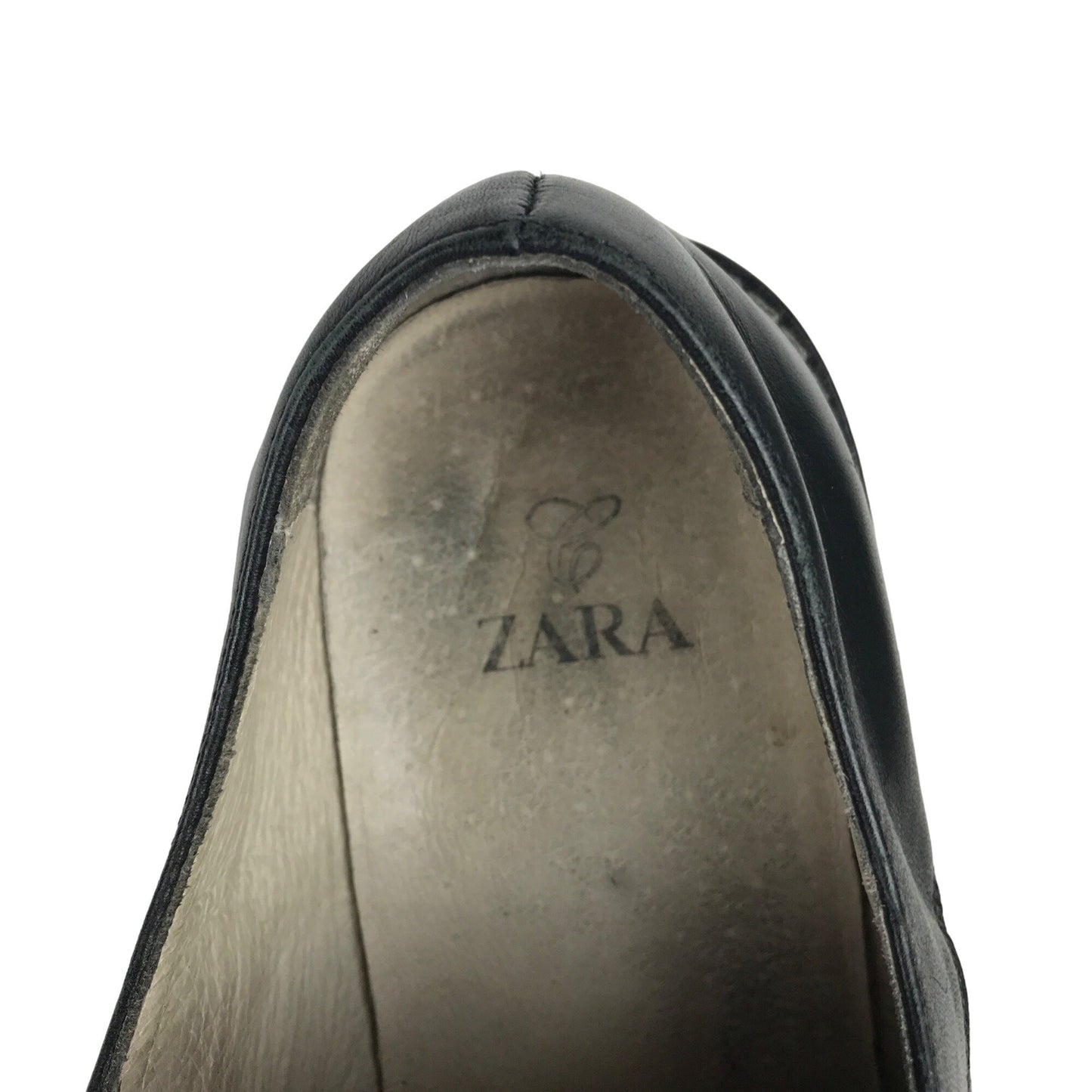 ZARA Mens US 10 Euro 43 Black Leather Dress Shoes Cap Toe Made in Spain Formal