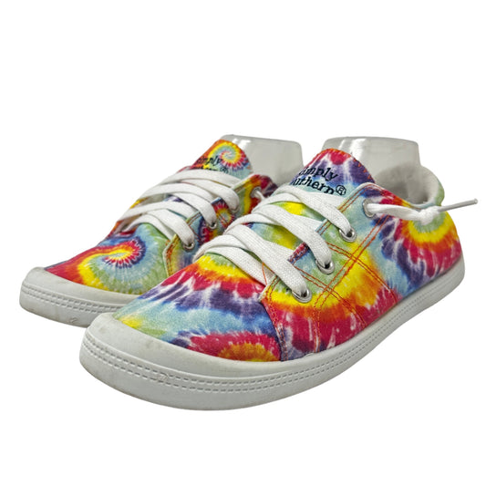 Simply Southern Womens 9 Tie Dye Canvas Slip On Sneakers Shoes Colorful Casual