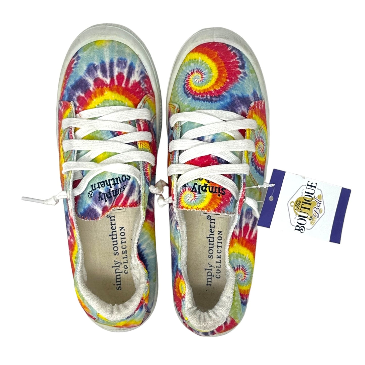 Simply Southern Womens 9 Tie Dye Canvas Slip On Sneakers Shoes Colorful Casual