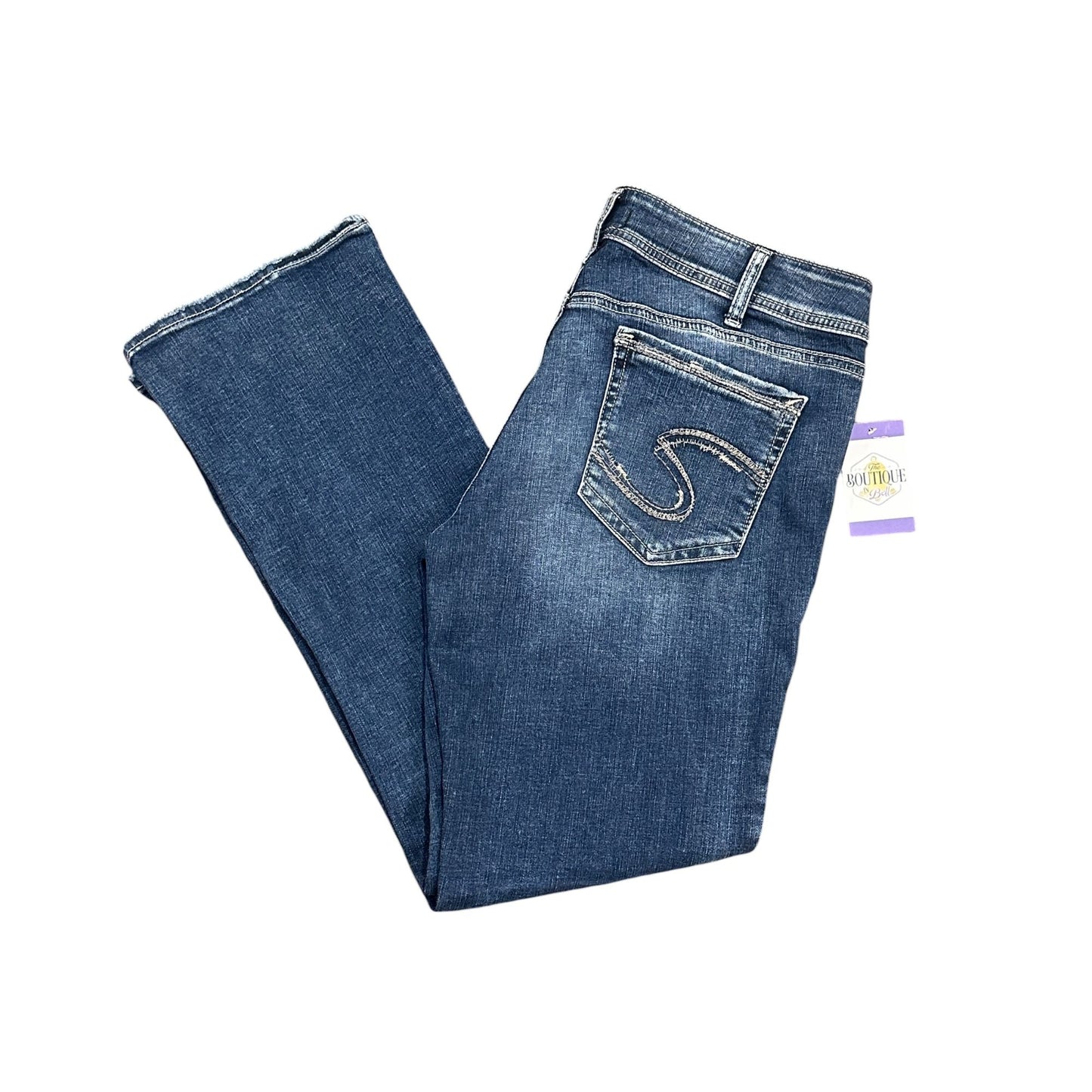 Silver Jeans Womens 33X31 Elyse Slim Boot Blue Distressed Stretch Western Y2K