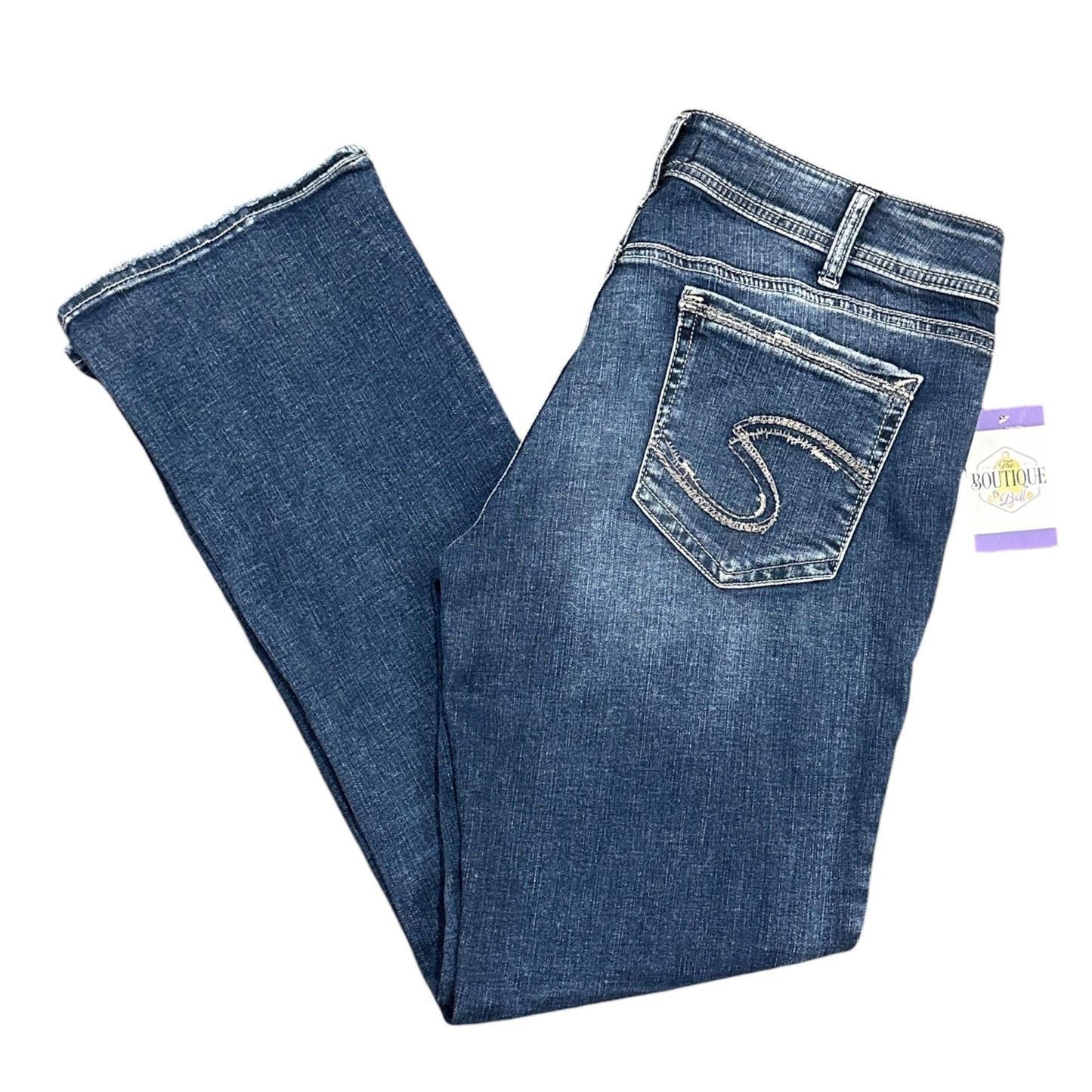 Silver Jeans Womens 33X31 Elyse Slim Boot Blue Distressed Stretch Western Y2K