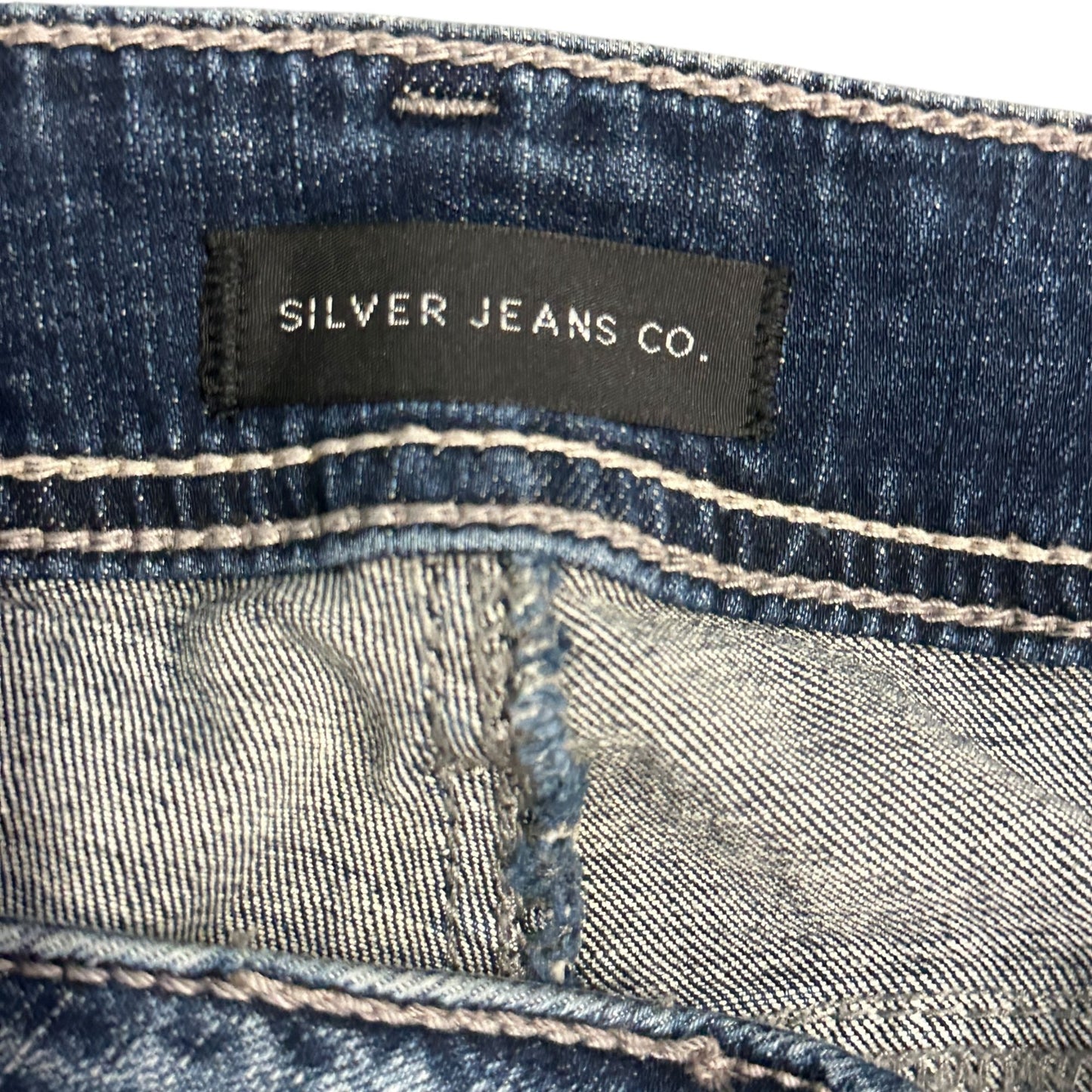 Silver Jeans Womens 33X31 Elyse Slim Boot Blue Distressed Stretch Western Y2K