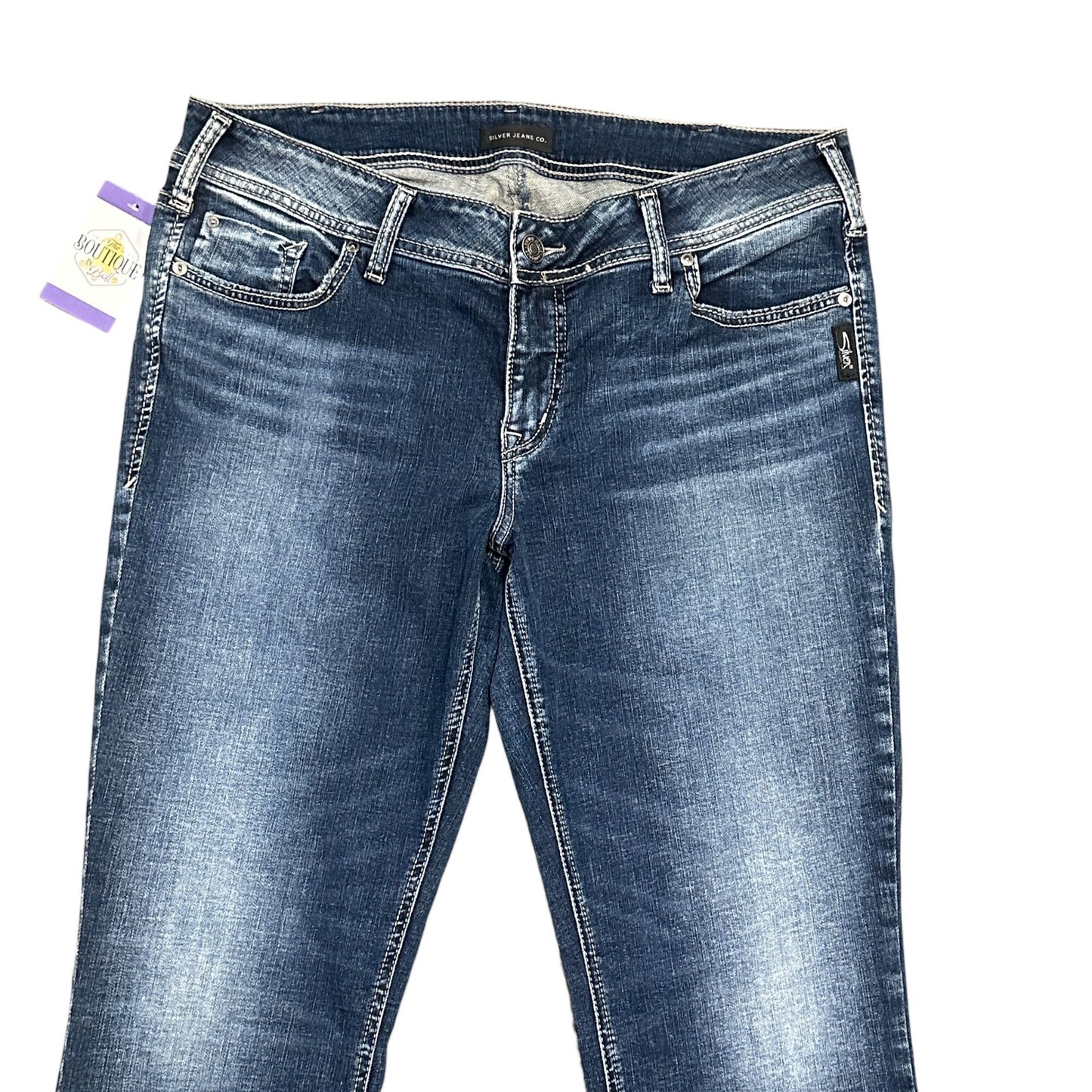 Silver Jeans Womens 33X31 Elyse Slim Boot Blue Distressed Stretch Western Y2K