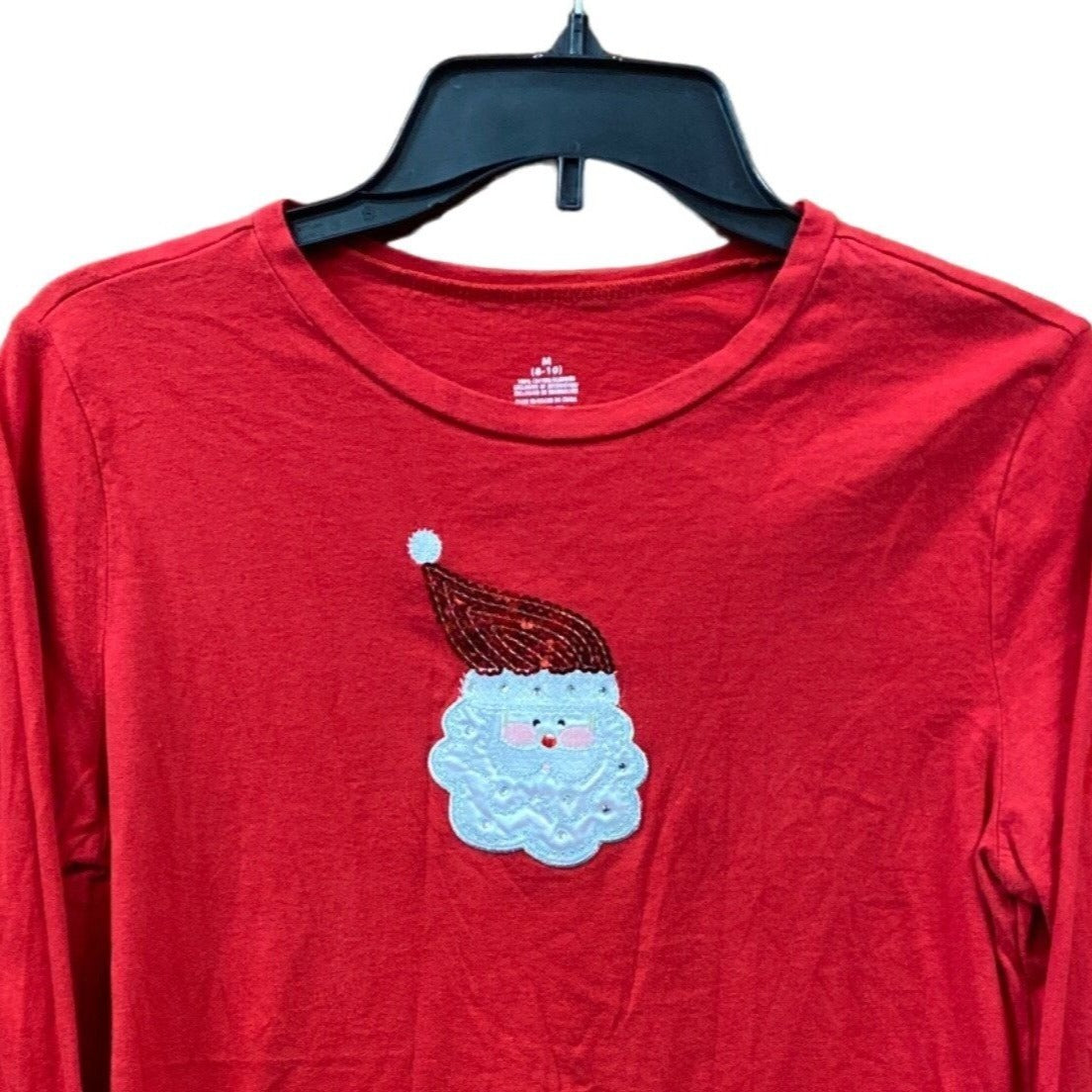 Christmas TShirt Sequin Santa M Red Rhinestone Novelty Holiday Bling Casual Cozy
