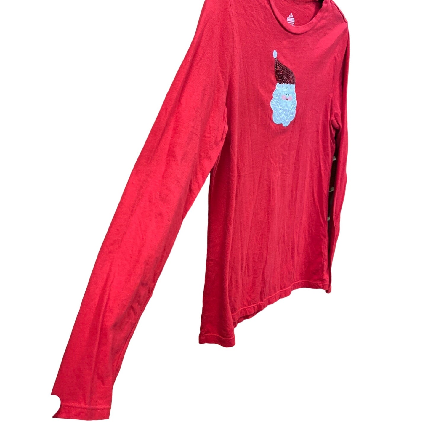 Christmas TShirt Sequin Santa M Red Rhinestone Novelty Holiday Bling Casual Cozy