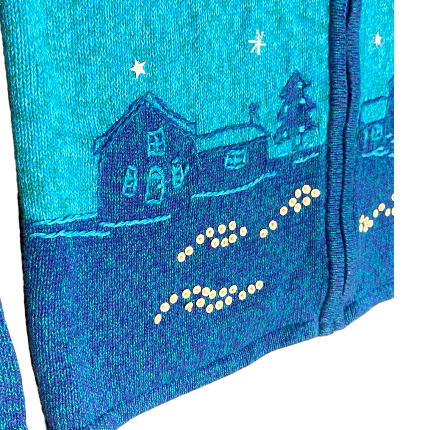 Snowman Christmas Sweater Kim Rogers XL Zip Front Maximalist Grandmacore Quirky