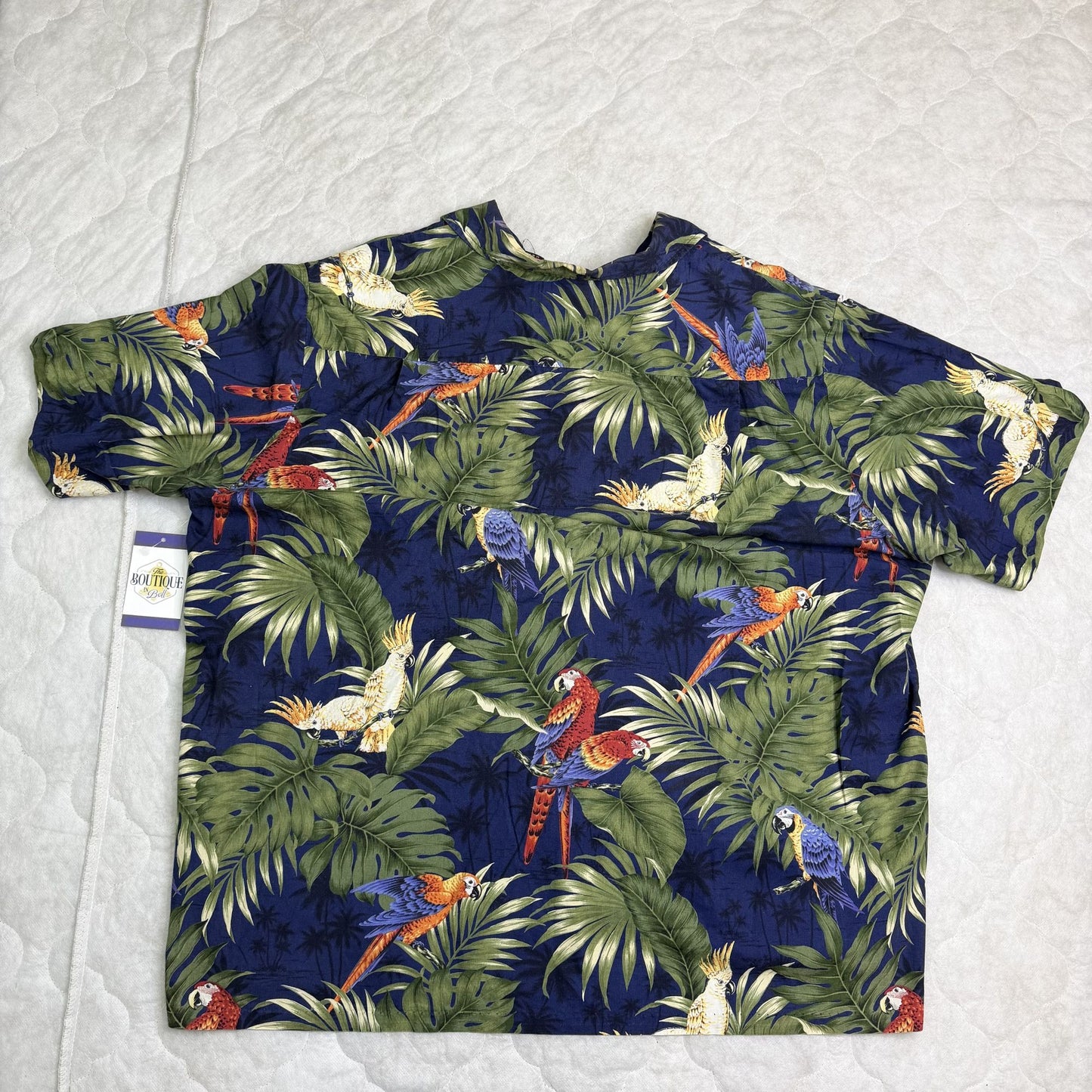 Vtg RJC Hawaiian Aloha Shirt 2XL Parrot Tropical Short Sleeve Hawaii USA Made