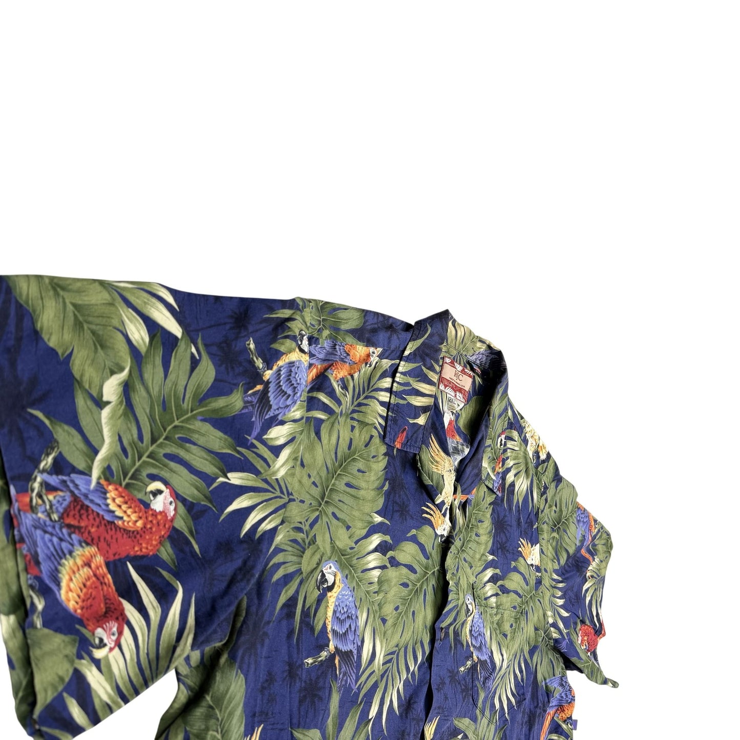 Vtg RJC Hawaiian Aloha Shirt 2XL Parrot Tropical Short Sleeve Hawaii USA Made