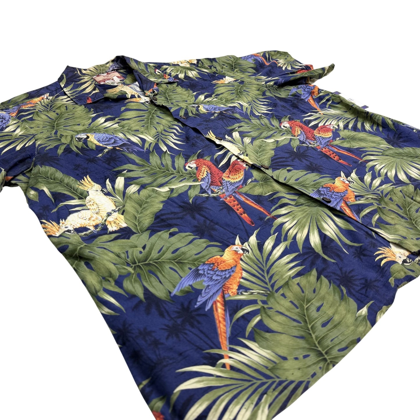 Vtg RJC Hawaiian Aloha Shirt 2XL Parrot Tropical Short Sleeve Hawaii USA Made