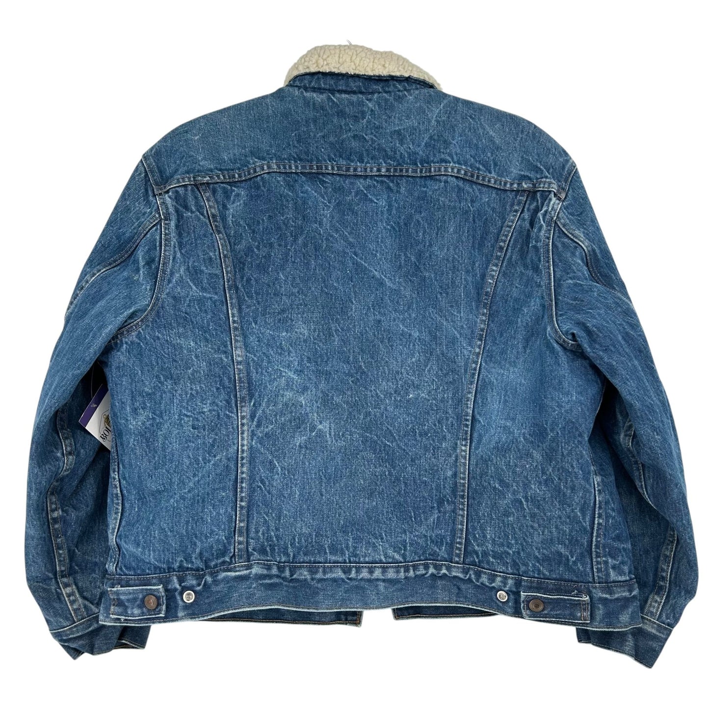 Vtg Levis Denim Trucker Jean Jacket Sherpa Lined USA Utility Cowboy Workwear 50