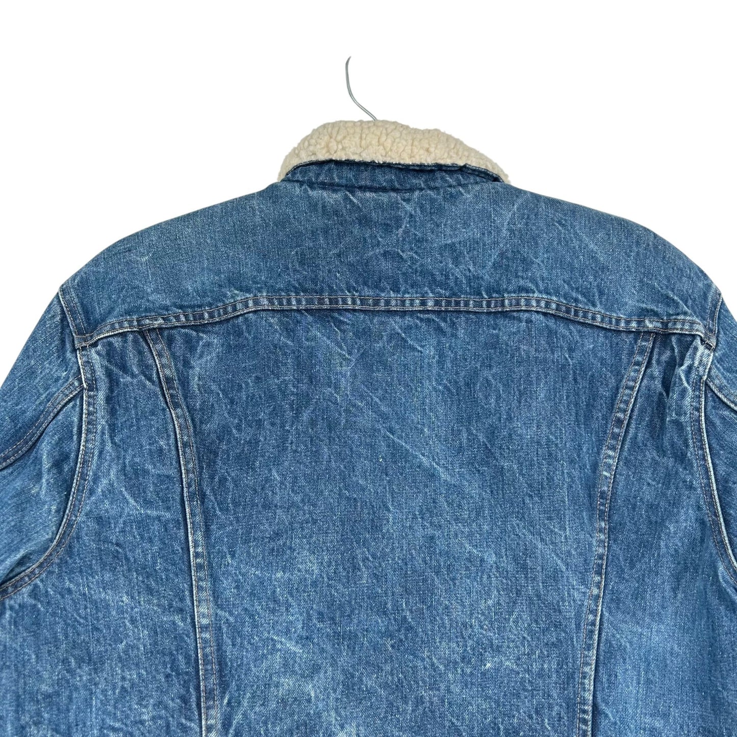 Vtg Levis Denim Trucker Jean Jacket Sherpa Lined USA Utility Cowboy Workwear 50