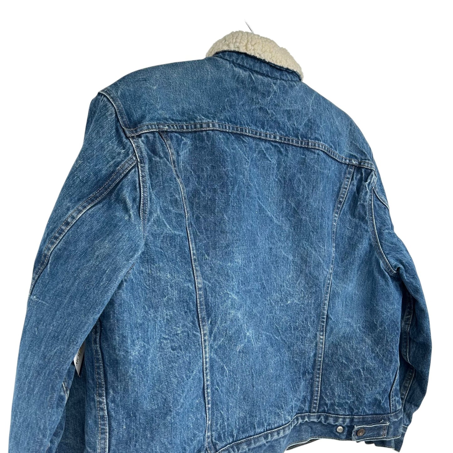 Vtg Levis Denim Trucker Jean Jacket Sherpa Lined USA Utility Cowboy Workwear 50