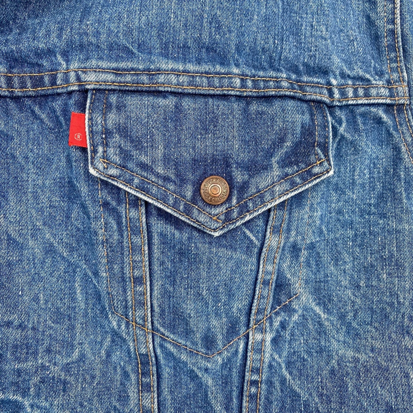 Vtg Levis Denim Trucker Jean Jacket Sherpa Lined USA Utility Cowboy Workwear 50