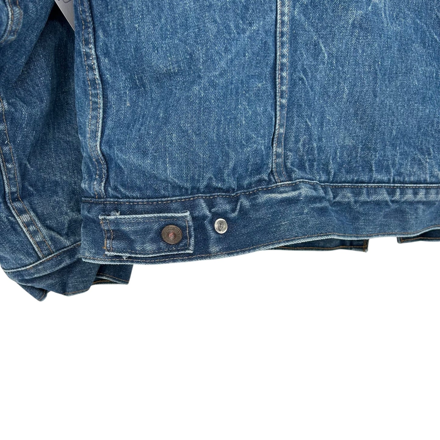 Vtg Levis Denim Trucker Jean Jacket Sherpa Lined USA Utility Cowboy Workwear 50