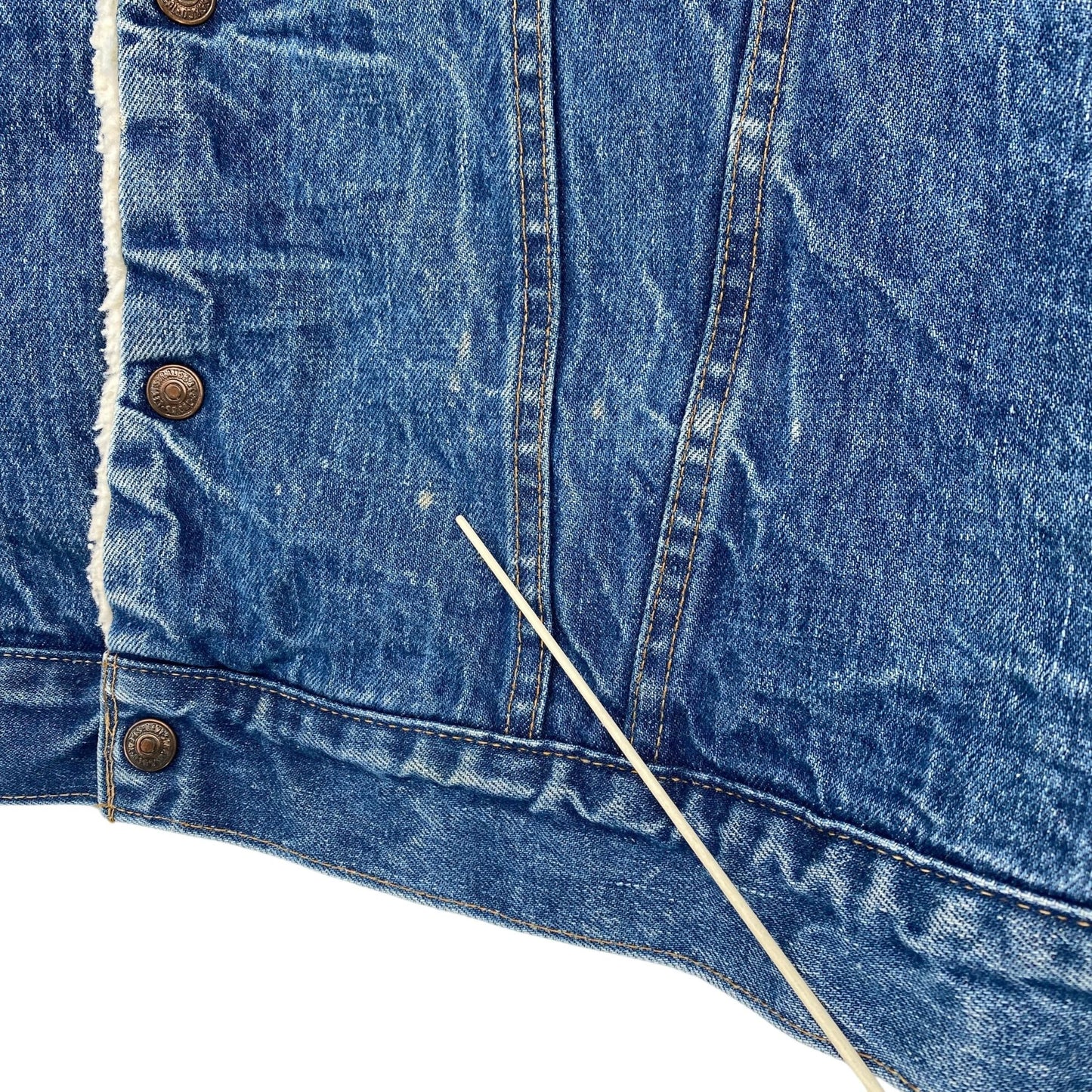 Vtg Levis Denim Trucker Jean Jacket Sherpa Lined USA Utility Cowboy Workwear 50