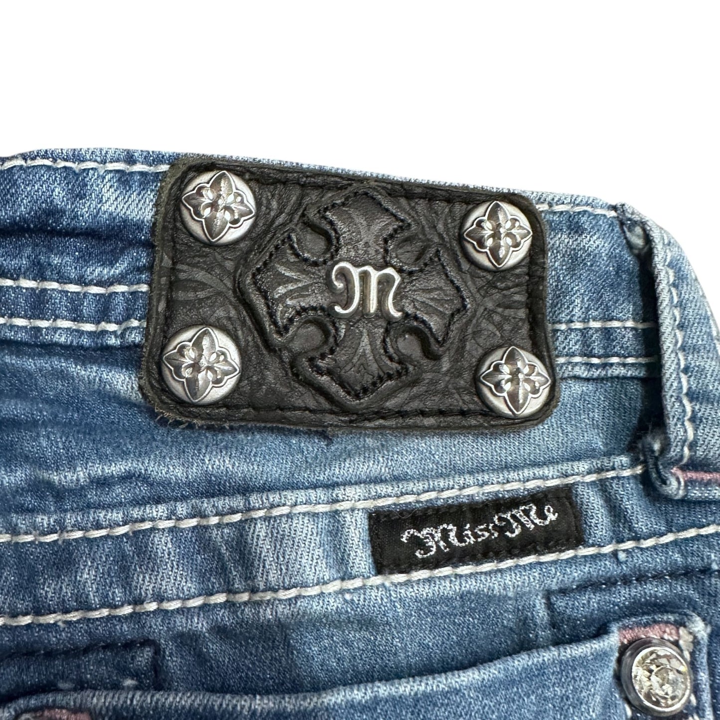 Miss Me Girls Blue Butterfly Embellished Capri Jeans Size 10