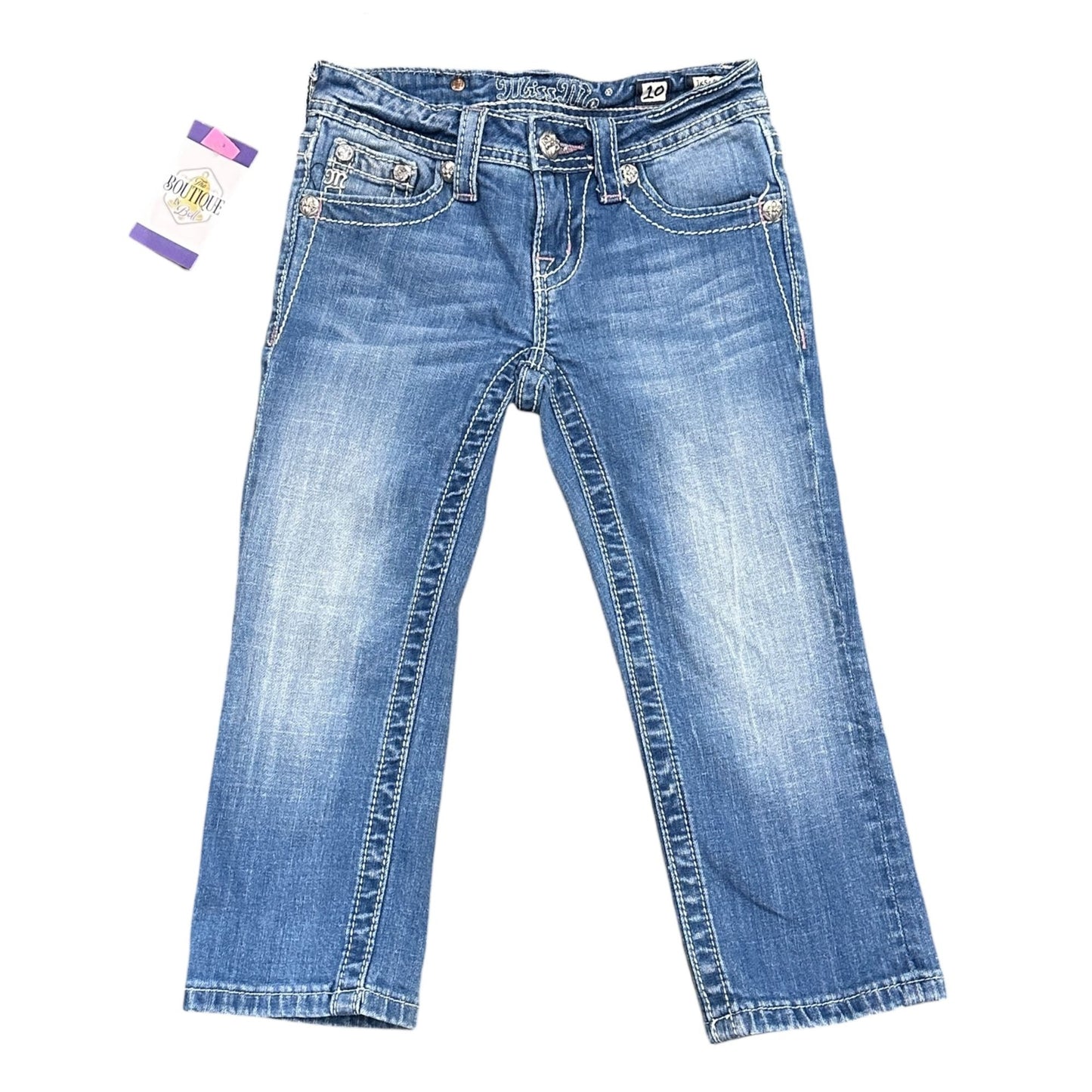 Miss Me Girls Blue Butterfly Embellished Capri Jeans Size 10