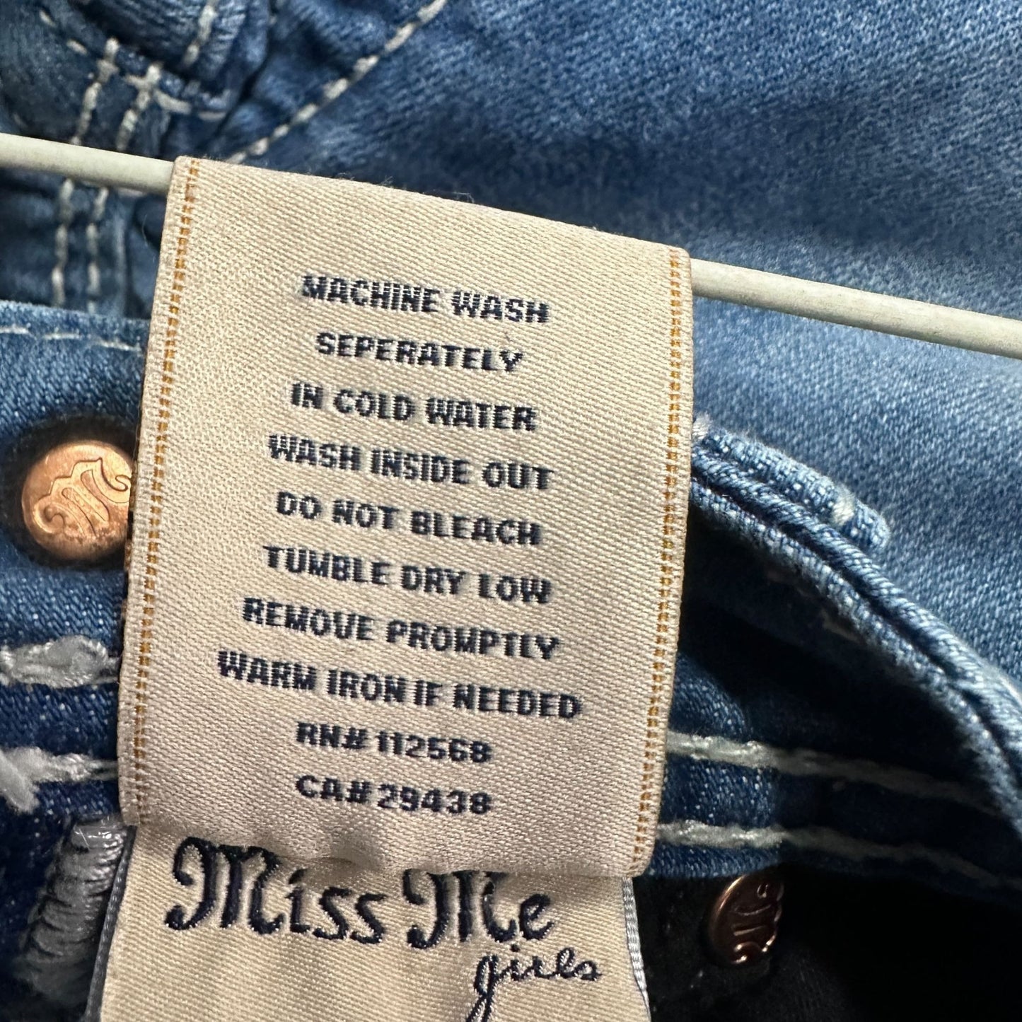 Miss Me Girls Blue Butterfly Embellished Capri Jeans Size 10