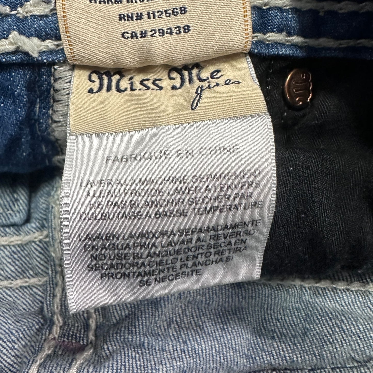 Miss Me Girls Blue Butterfly Embellished Capri Jeans Size 10