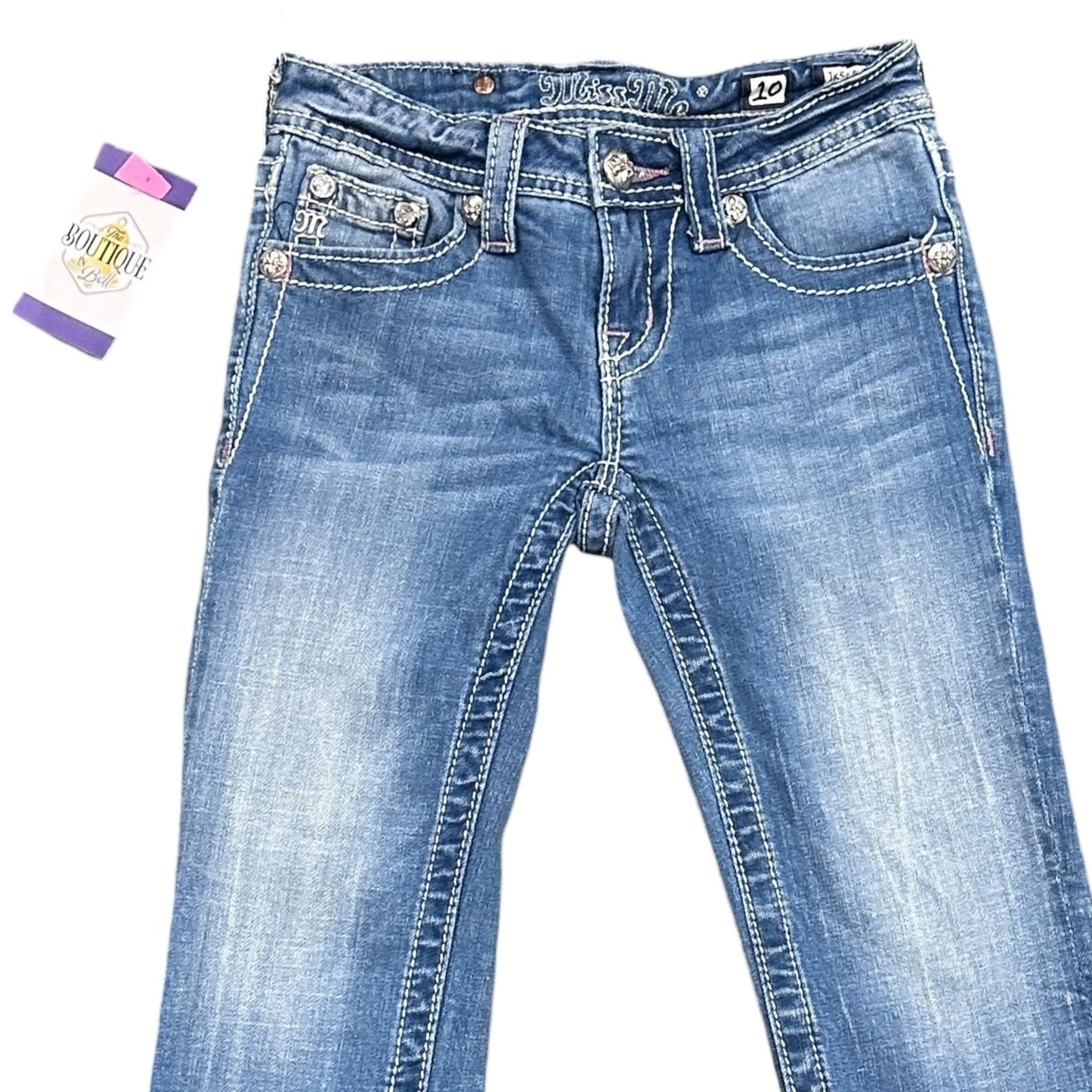 Miss Me Girls Blue Butterfly Embellished Capri Jeans Size 10