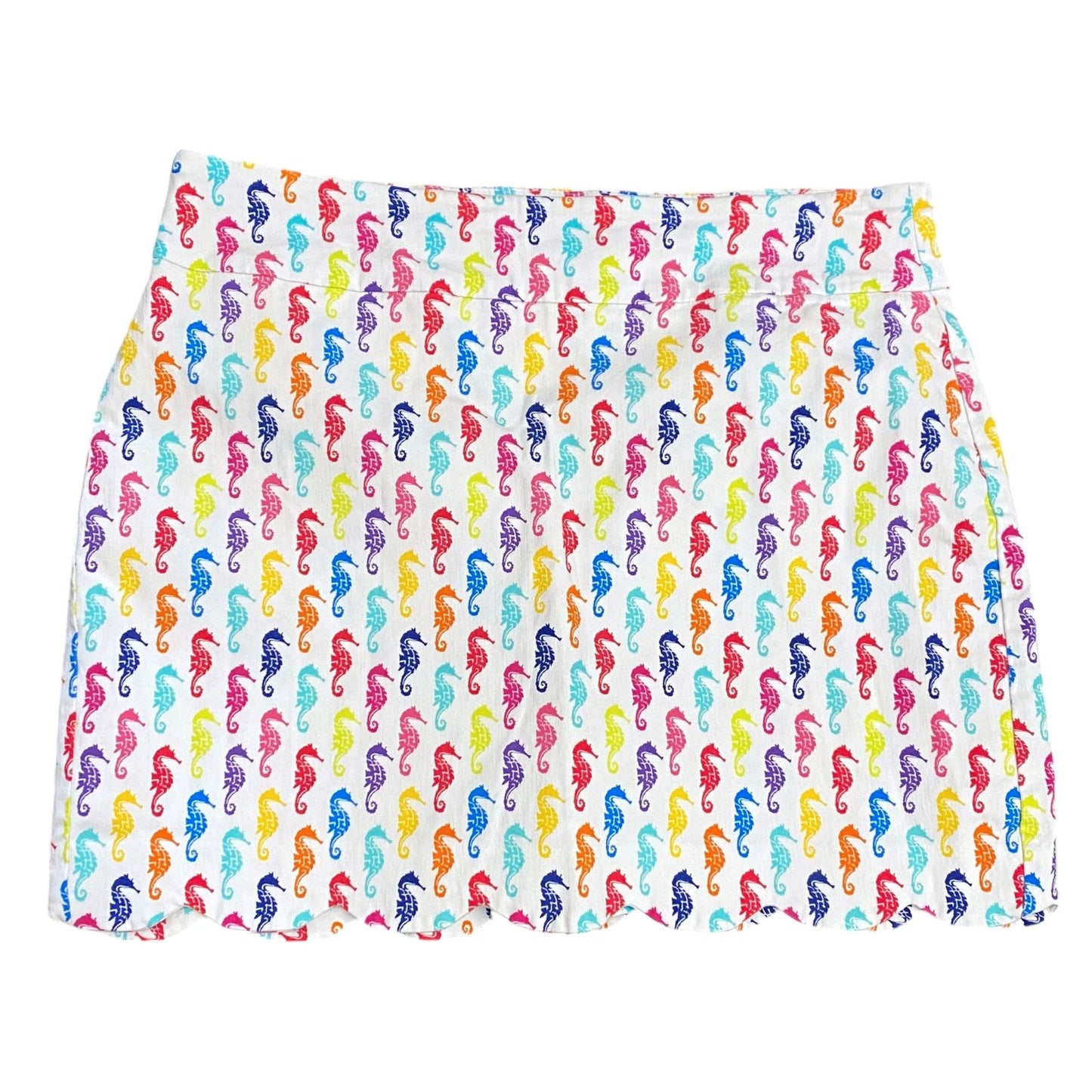 Attyre Womens 14 Mini Tennis Skort Multicolor Seahorse Print Scalloped Hem