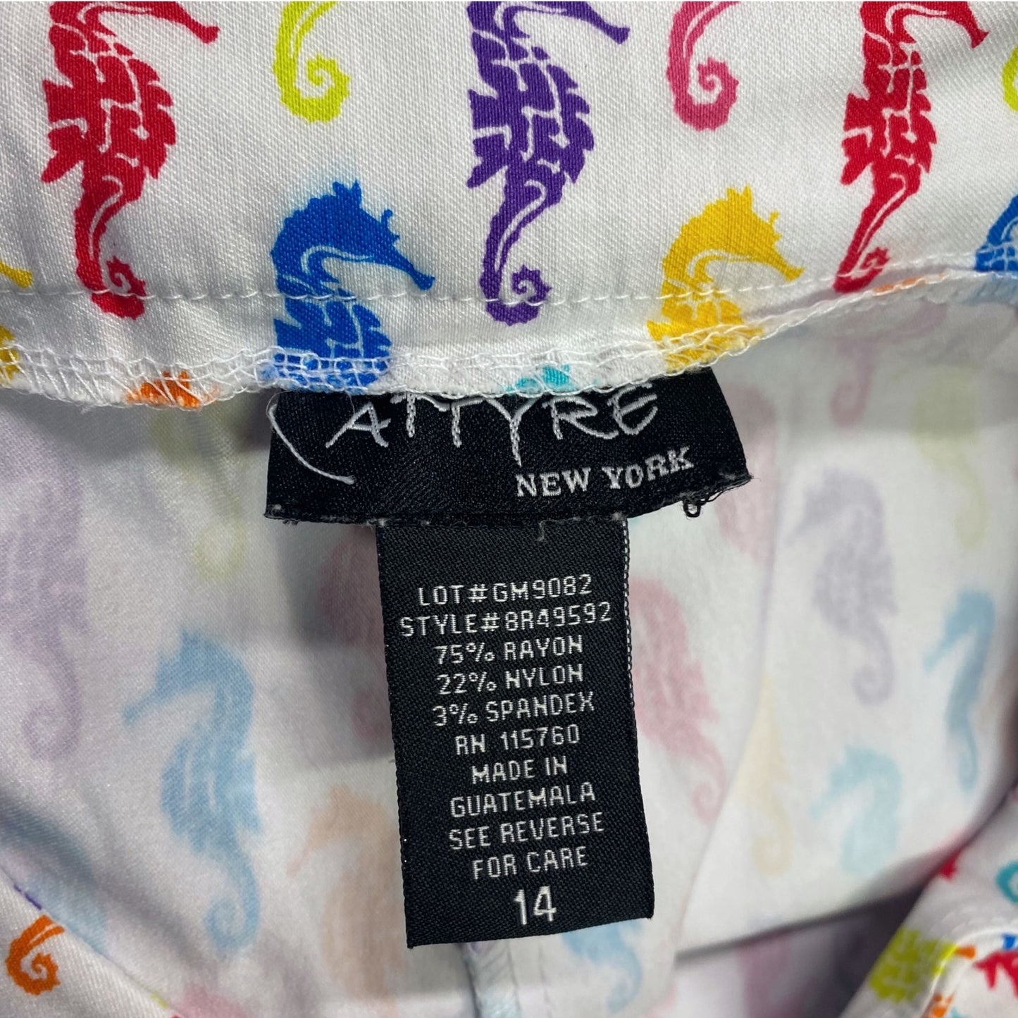 Attyre Womens 14 Mini Tennis Skort Multicolor Seahorse Print Scalloped Hem