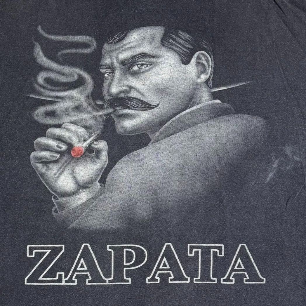 Vtg Y2K Emiliano Zapata Graphic Tee Shirt Mens XL Faded Black Chicano Grunge