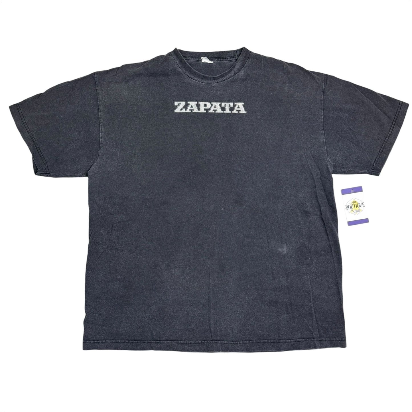 Vtg Y2K Emiliano Zapata Graphic Tee Shirt Mens XL Faded Black Chicano Grunge