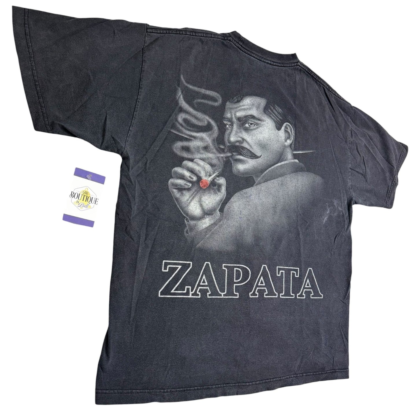 Vtg Y2K Emiliano Zapata Graphic Tee Shirt Mens XL Faded Black Chicano Grunge