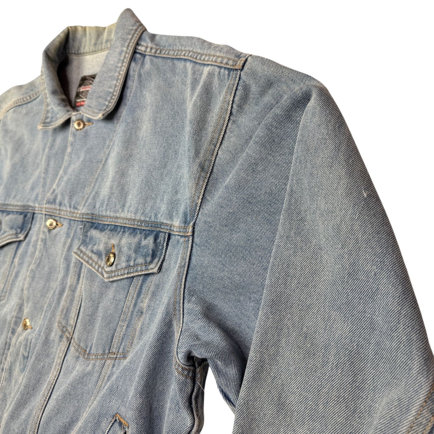 Vtg 90s Bugle Boy Light Wash Denim Mens Jacket Urban Streetwear Oversized Boxy