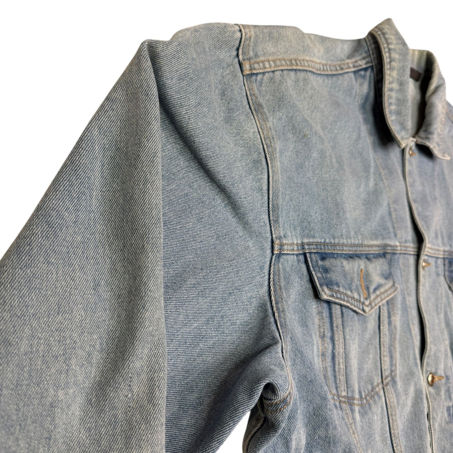 Vtg 90s Bugle Boy Light Wash Denim Mens Jacket Urban Streetwear Oversized Boxy