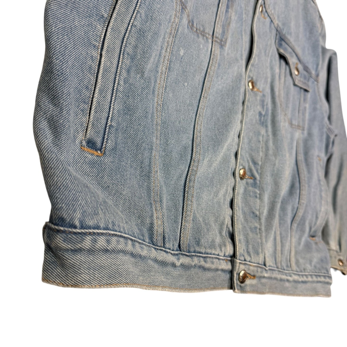 Vtg 90s Bugle Boy Light Wash Denim Mens Jacket Urban Streetwear Oversized Boxy