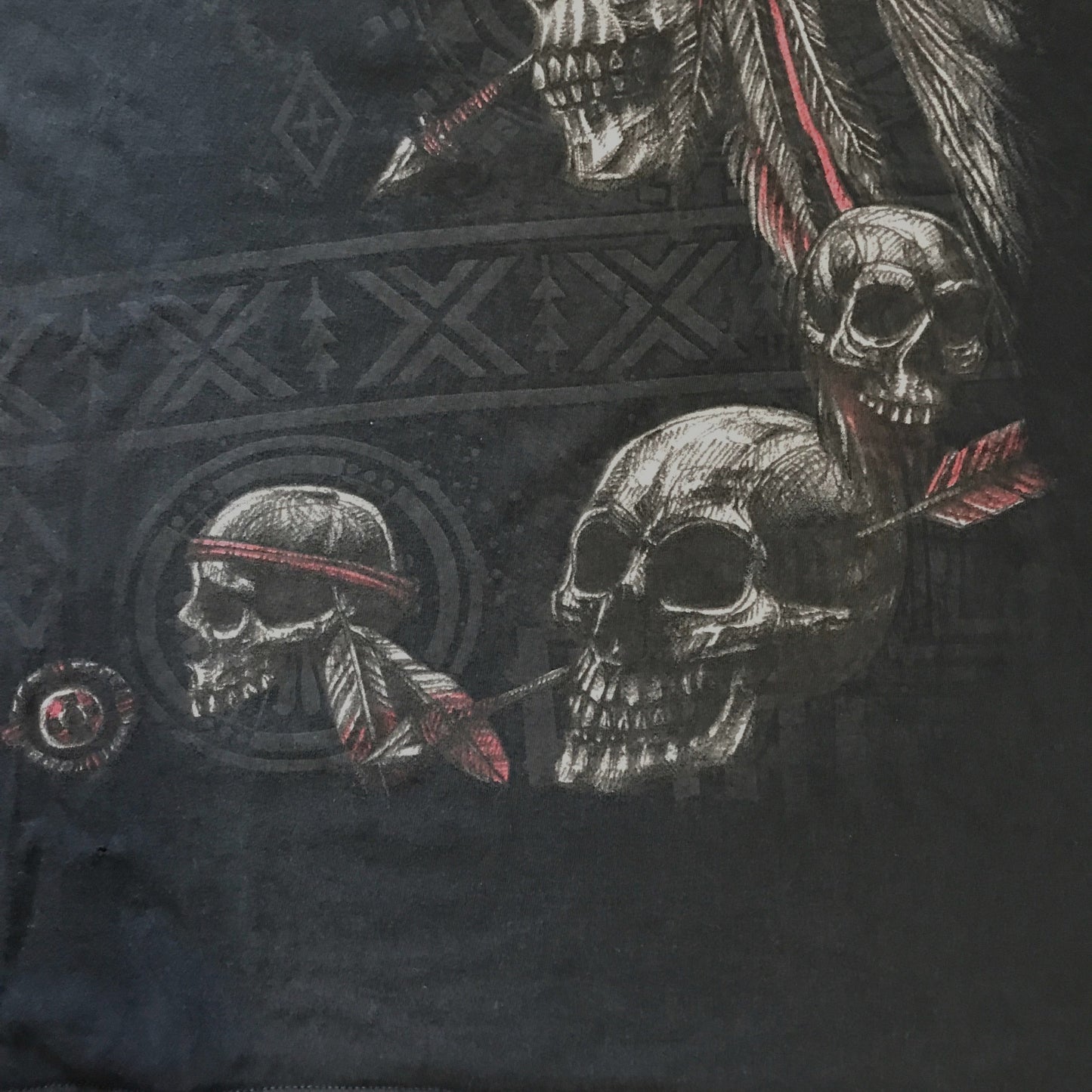 Vintage Native American Skull Warrior Gildan XL Black Tshirt Short Sleeve 90s