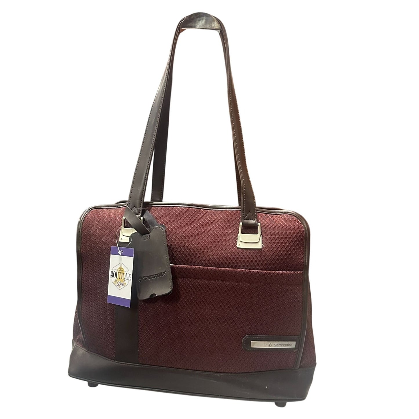 Samsonite Briefcase Laptop Carryon Bag Burgundy Faux Leather Business 16x12