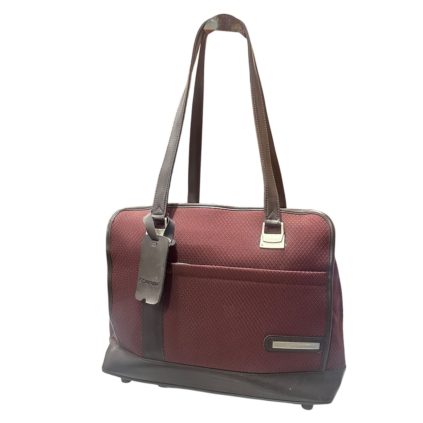 Samsonite Briefcase Laptop Carryon Bag Burgundy Faux Leather Business 16x12