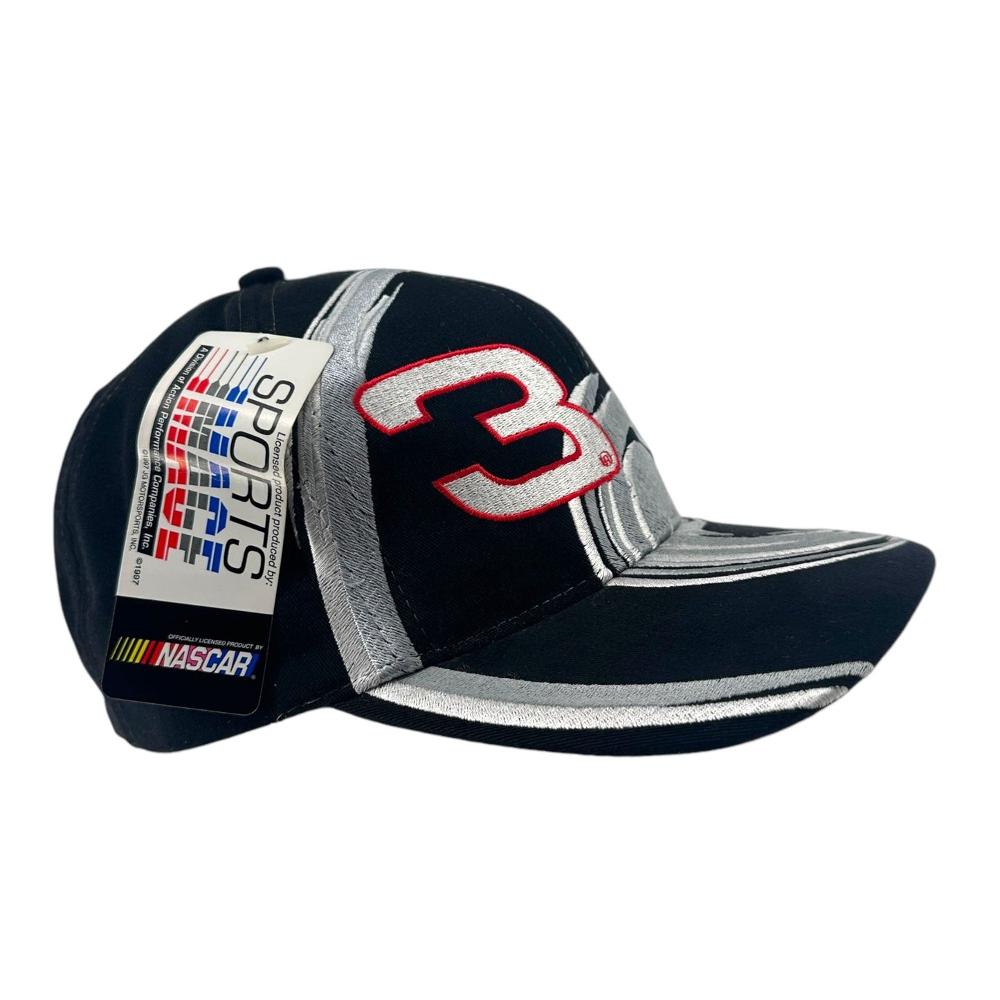 Vtg 90s Dale Earnhardt Snapback Baseball Cap #3 Silver Black Racing NASCAR NWT