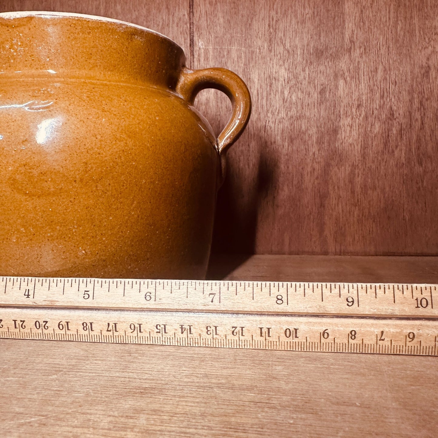 Ohio Stoneware 2 Qt Bean Pot Brown Glaze Crock No Lid Rustic Country Decor Vtg