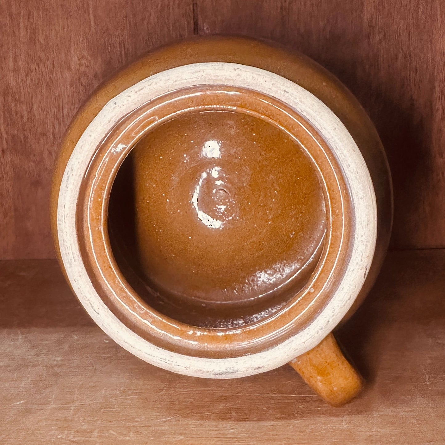 Ohio Stoneware 2 Qt Bean Pot Brown Glaze Crock No Lid Rustic Country Decor Vtg