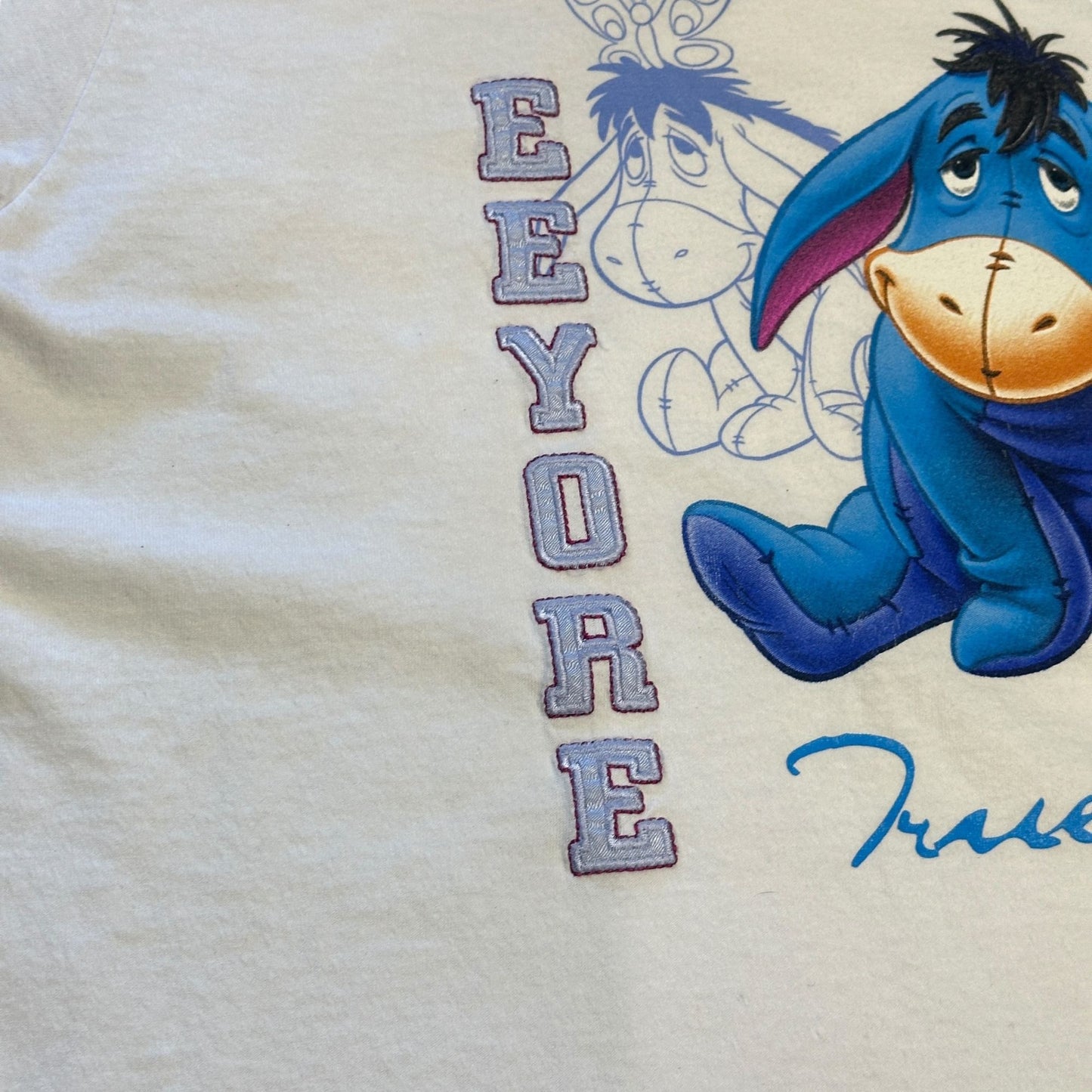 Vintage Disney Womens 18/20 Eeyore Tshirt White Front and Back Graphic Print