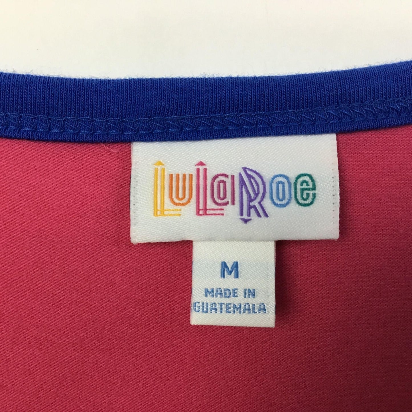 NWT LulaRoe M Ana Maxi Dress Scoop Neck Short Sleeve Pink Blue Trim Stretch